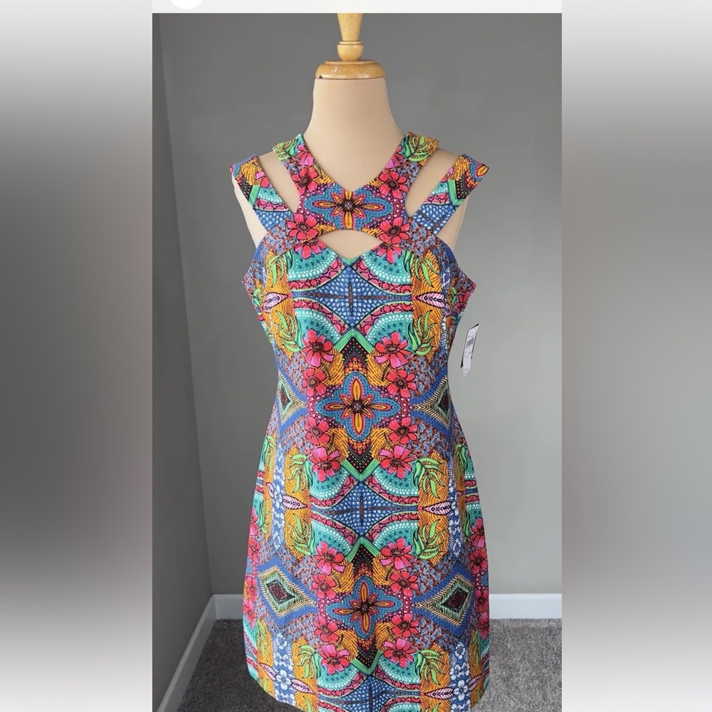 NWT Taylor Multicolor Geometric Floral Sheath Dress Women's 6